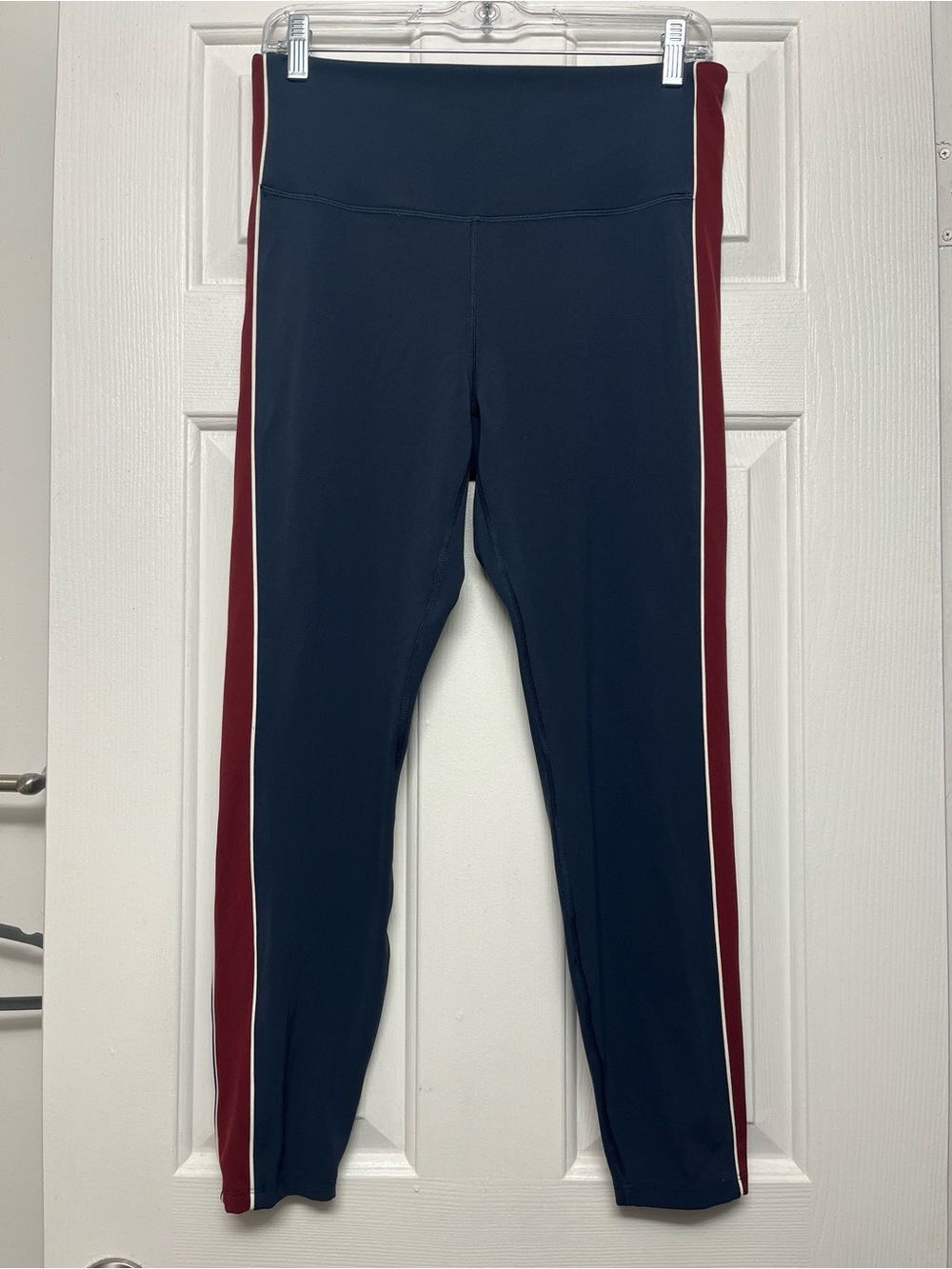 all in motion Navy Leggings with Red Side Stripes